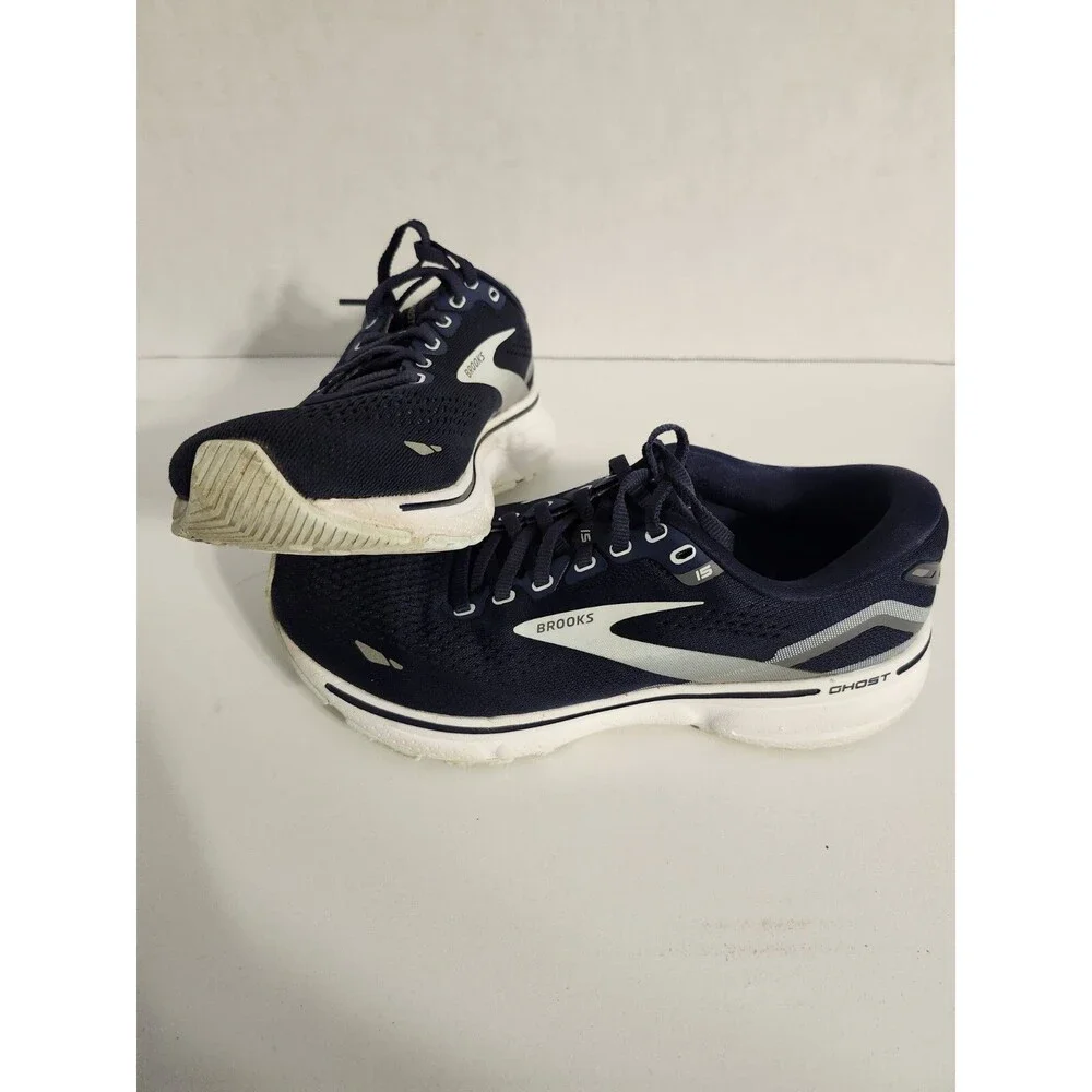 Women's Size 7.5 - Brooks Ghost 15 Wide Peacoat Pearl W Athletic Sneakers